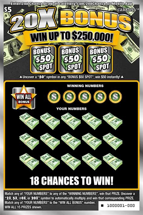 ca lottery scratchers $10|20X Bonus (1597) .